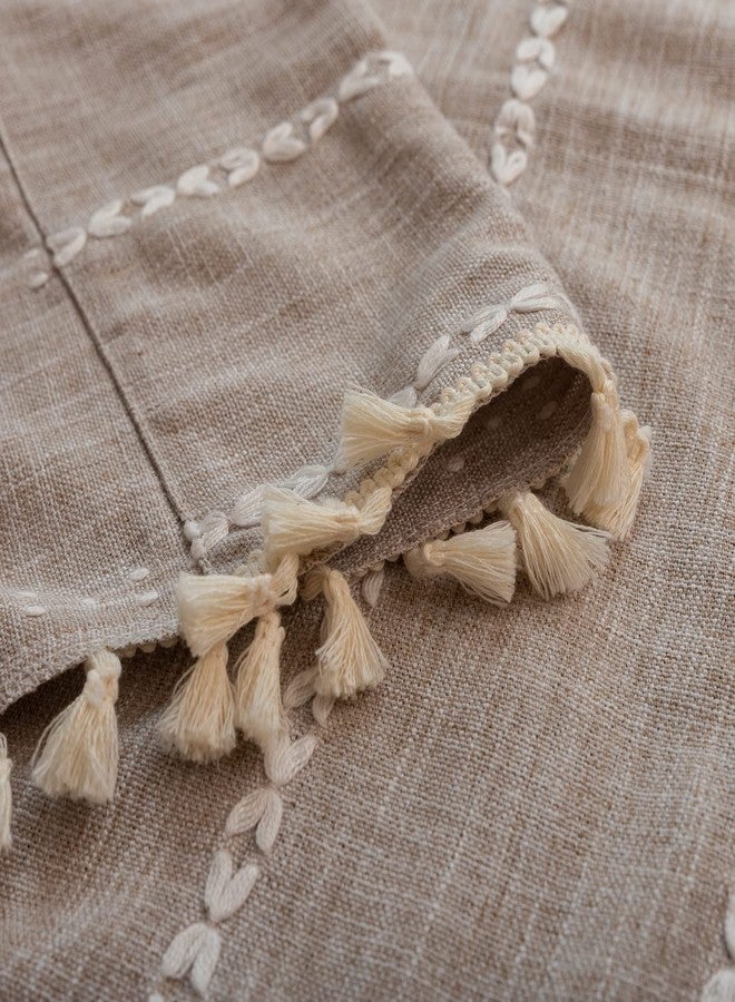 Deeprove ستارة ديبروف بلون رمادي داكن مزينة بشرابات بوهيمية لتزيين المقاهي والمطابخ، ستائر قصيرة من القطن والكتان الكريمي بنمط بوهيمي ريفي، ستائر نوافذ فرنسية ريفية، عرض 52 × طول 18، قطعة واحدة - Image 2